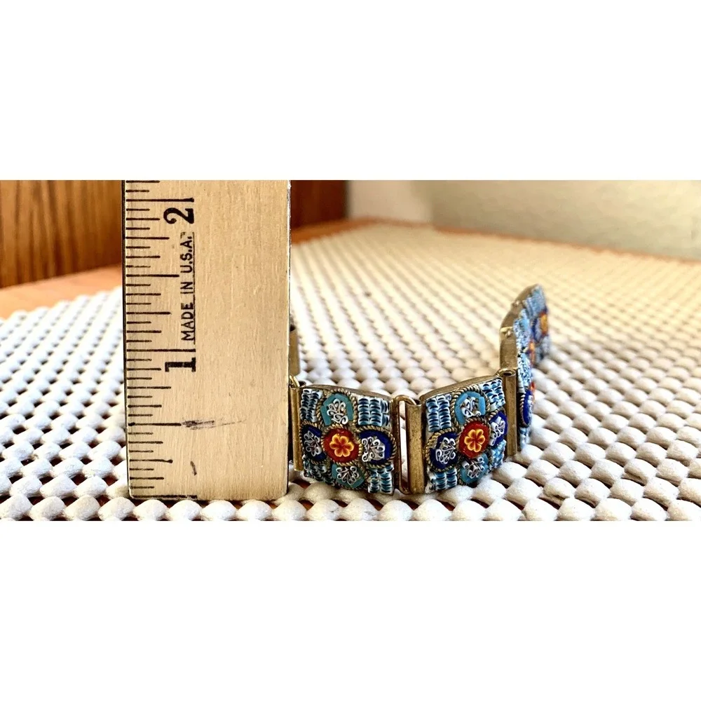 Vintage Antique Italian Micro Mosaic Bracelet 7.5